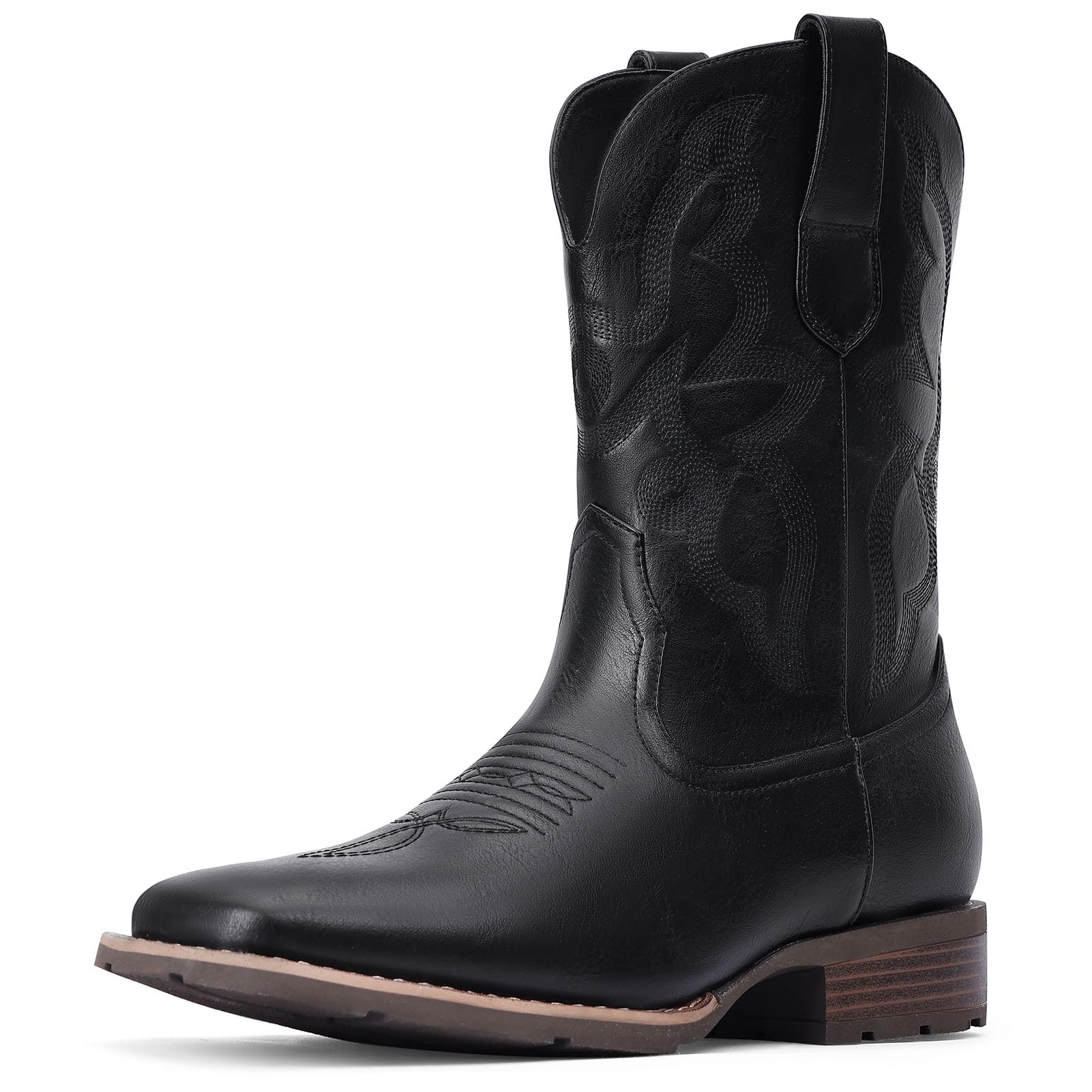Cowboy Boots For Men - Western Boot Men's Cowboy Boots With Square Toe | Cowboy Western Boot | Pull-on Boots| Old West Style Embroidered