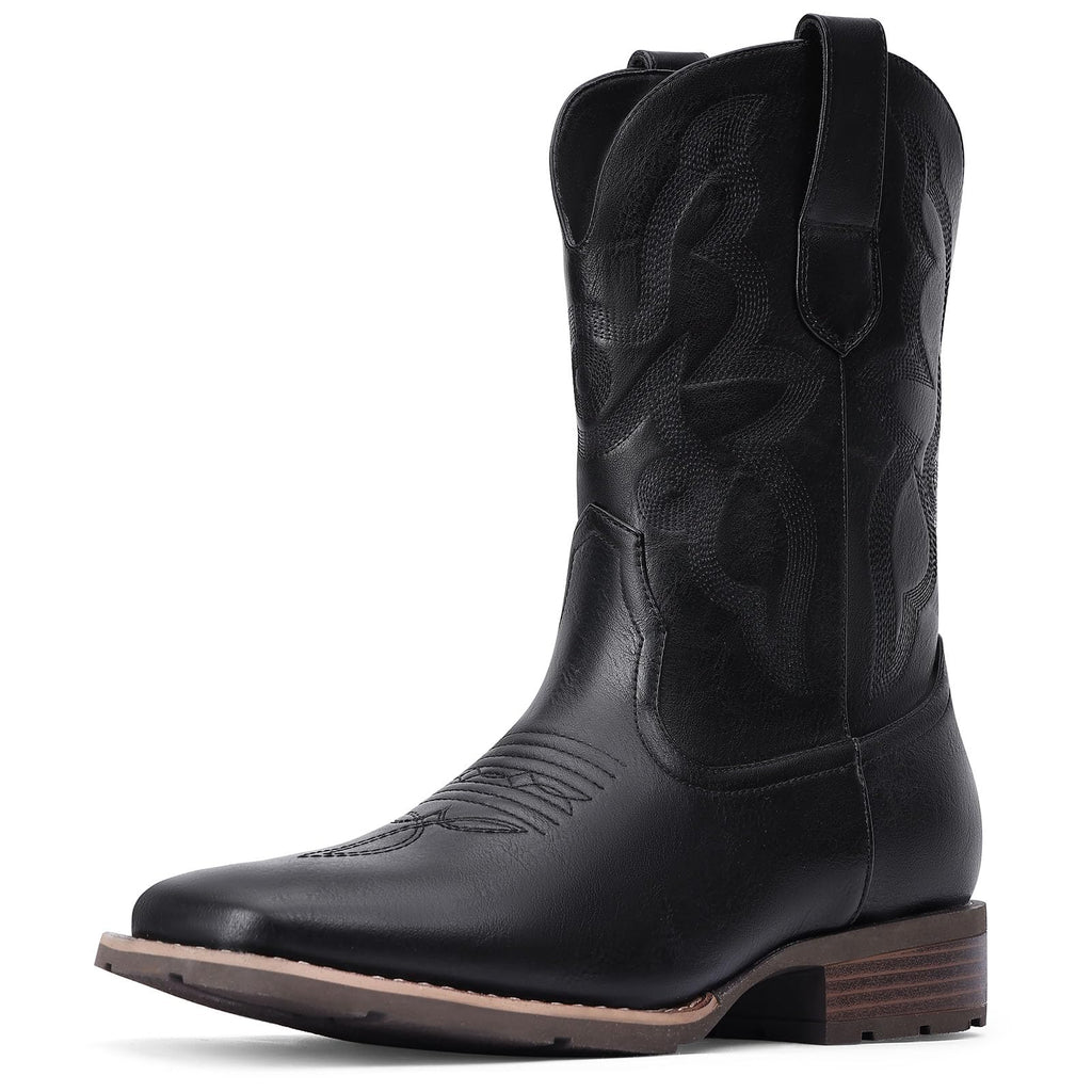 Cowboy Boots For Men - Western Boot Men's Cowboy Boots With Square Toe | Cowboy Western Boot | Pull-on Boots| Old West Style Embroidered