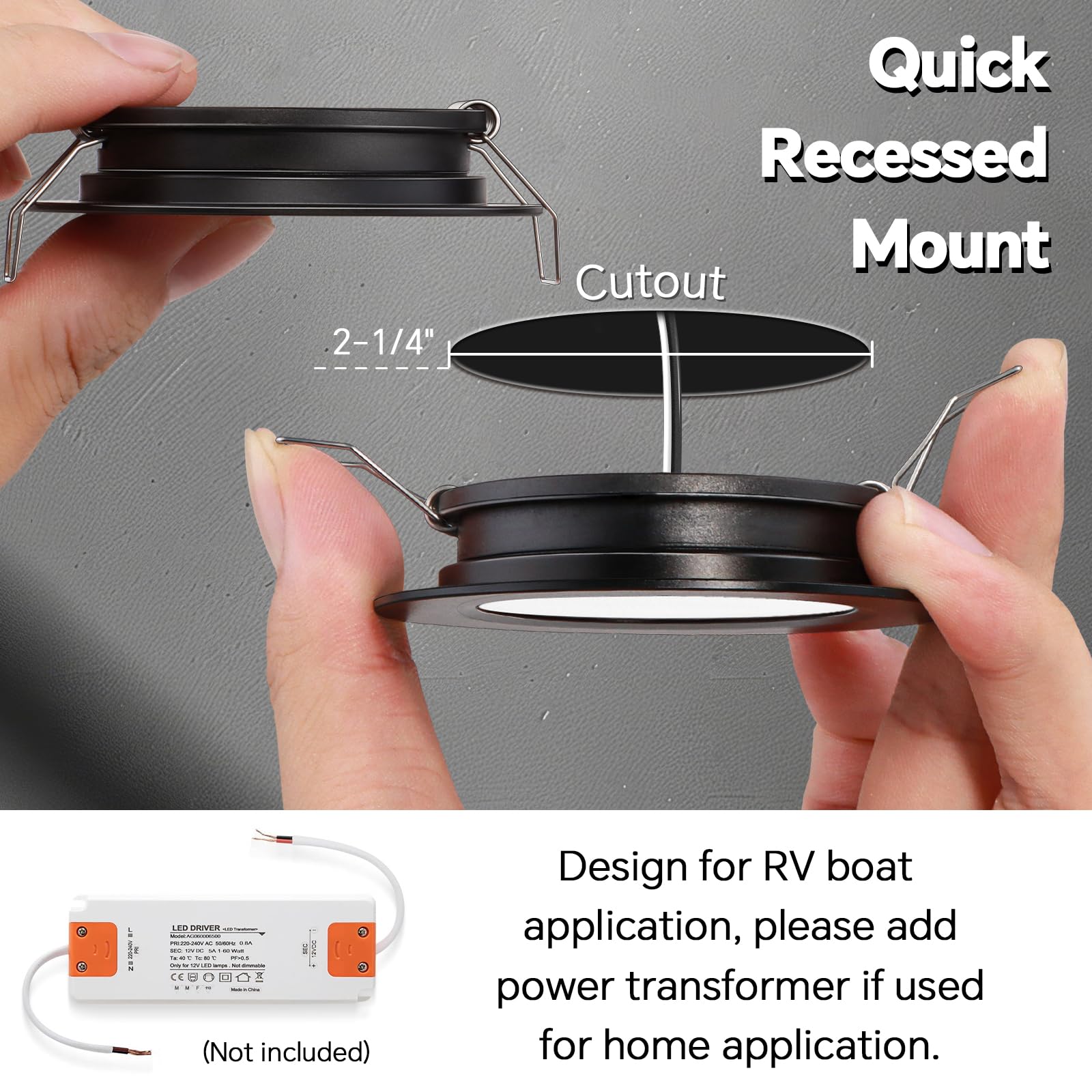 acegoo RV 2.75" Recessed LED Ceiling Light 12V Ultra-Thin Puck Light, Dimmable RV Lights Interior for Camper Van Truck Motorhome Boat Sailboat Roof Under Cabinet Lighting, 6 Pack (White,Cool White)