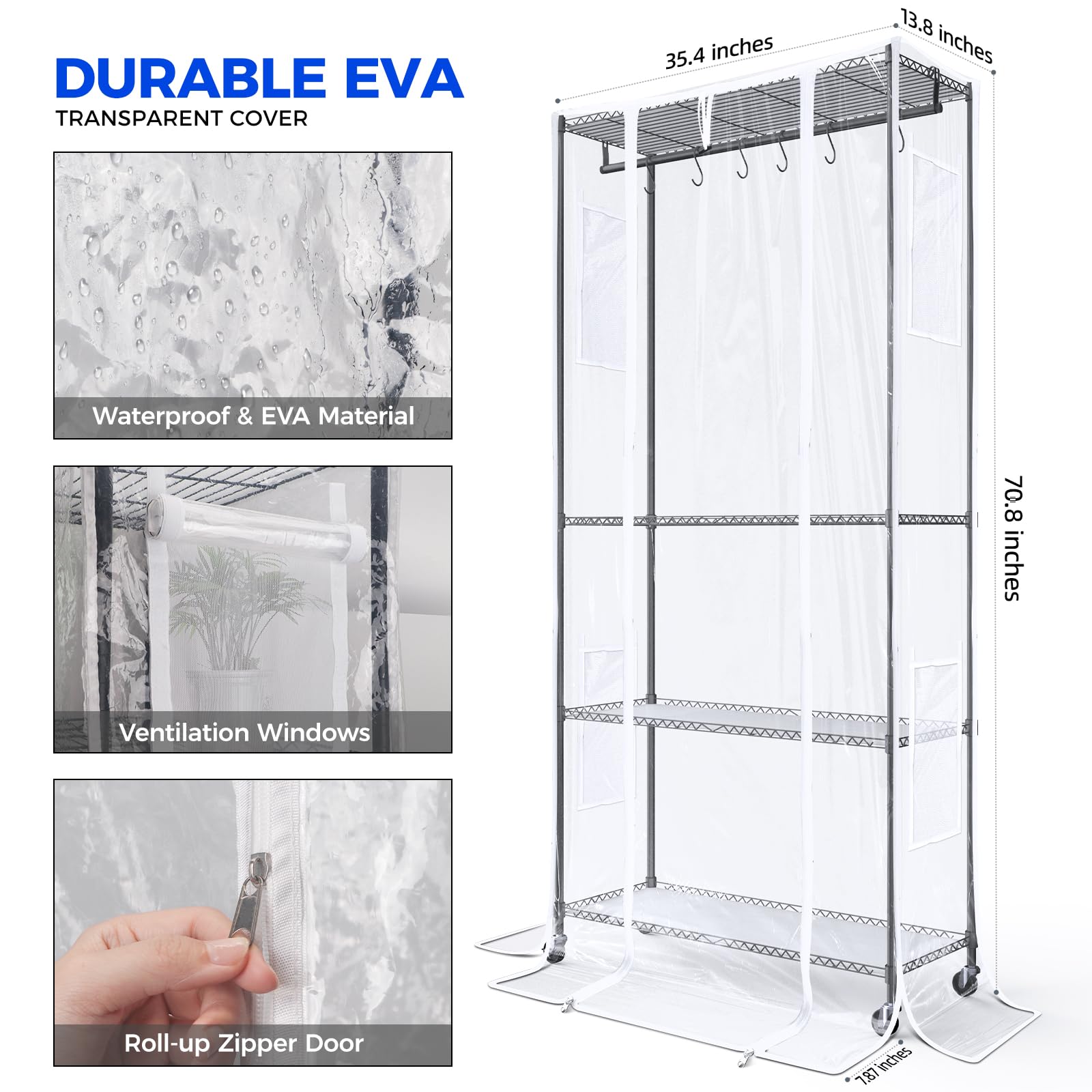 Barrina Indoor Greenhouse with Grow Light, with 40W Seed Starting LED Indoor Plant Light, Portable Mini Greenhouse with Timer for Seed Starter Tray, Seedling, Sprouting, Microgreens, 23x23x23IN