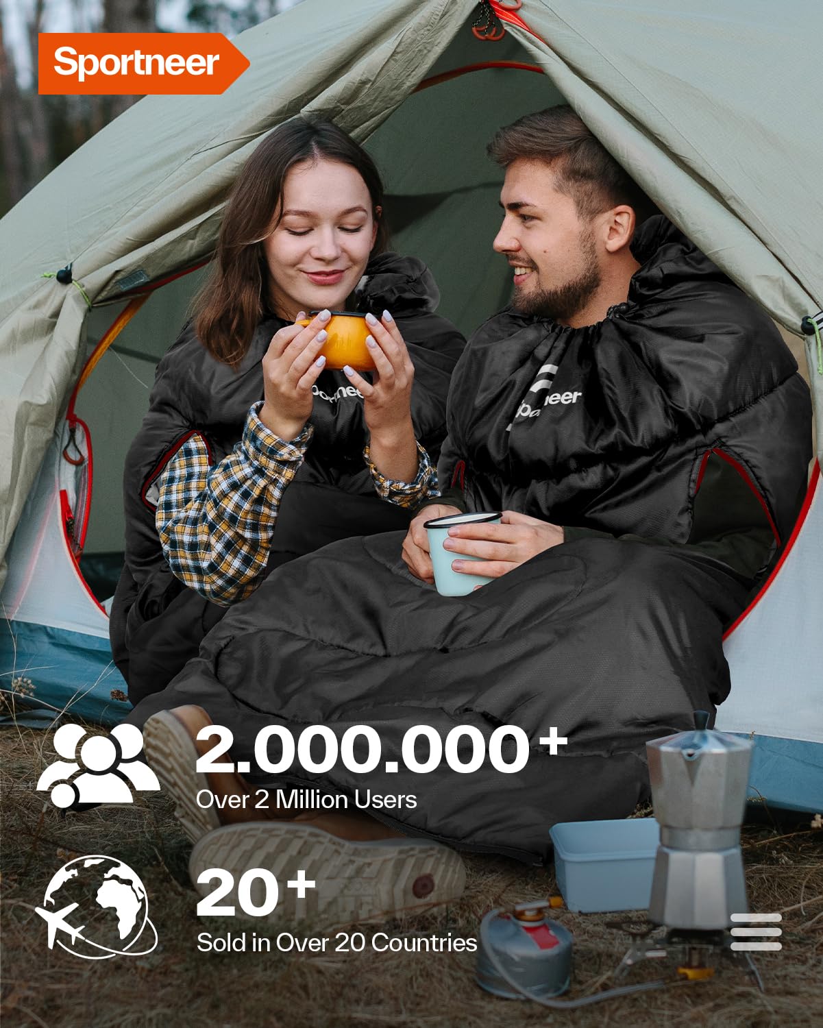 Sportneer Wearable Sleeping Bag for Adults & Kids – Walkable with Arm Zippers, Warm Weather & Cold Waterproof, Compact for Camping, Stadiums, Travel, Backpacking & Car Use