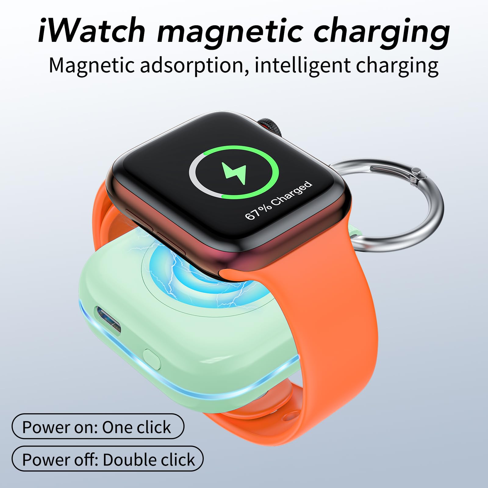 HUOTO Portable Charger for Apple Watch,Wireless Magnetic iWatch Charger 1200mAh Power Bank Travel Keychain Accessories Smart Chargers for Apple Watch Series 11/10/9/8/7/6/SE/5/4/3/2/1/UItra/UItra 2
