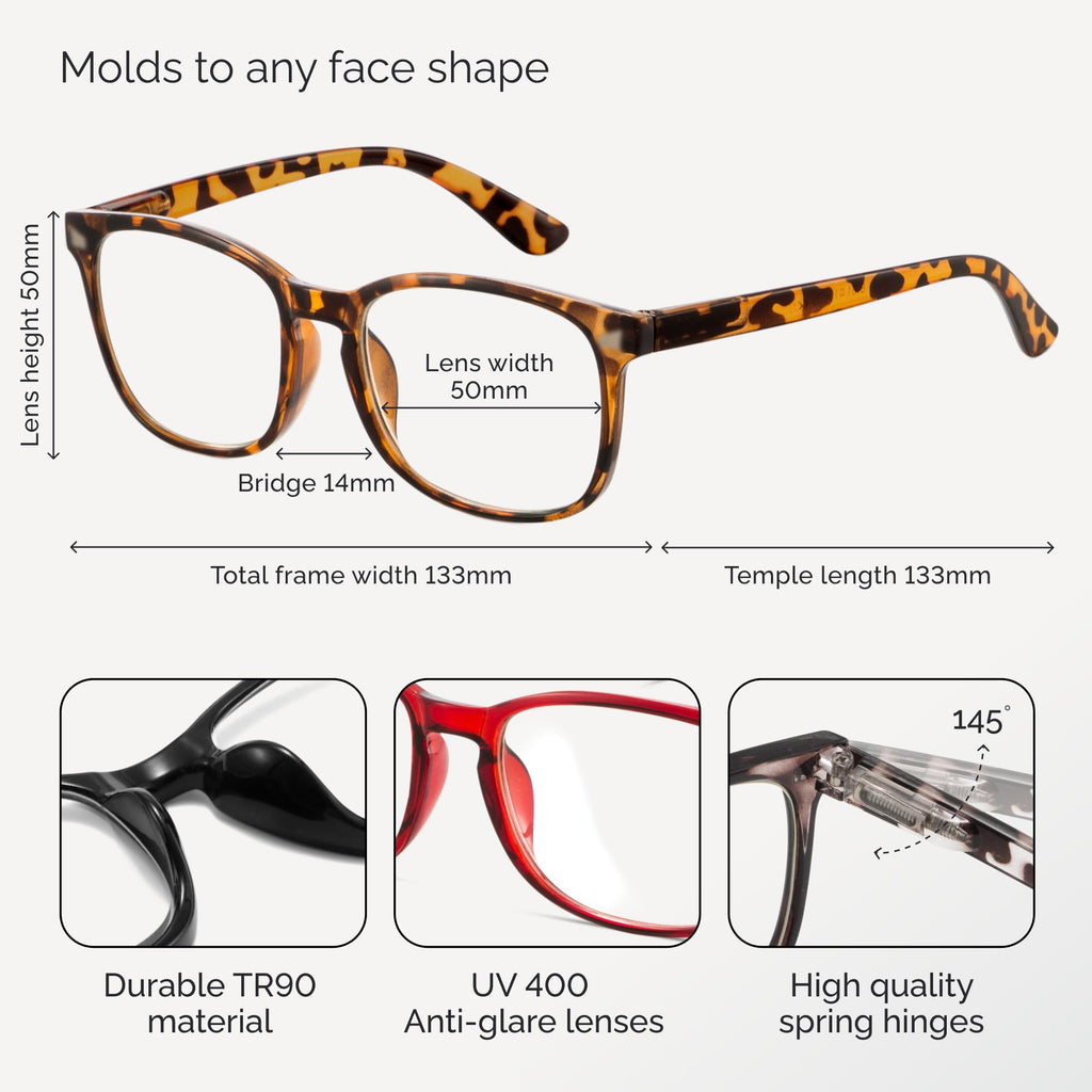 CCVOO Mix & Match Reading Glasses for Women - Lightweight, Comfortable Fit, Clear Vision - Blue Light Blocking