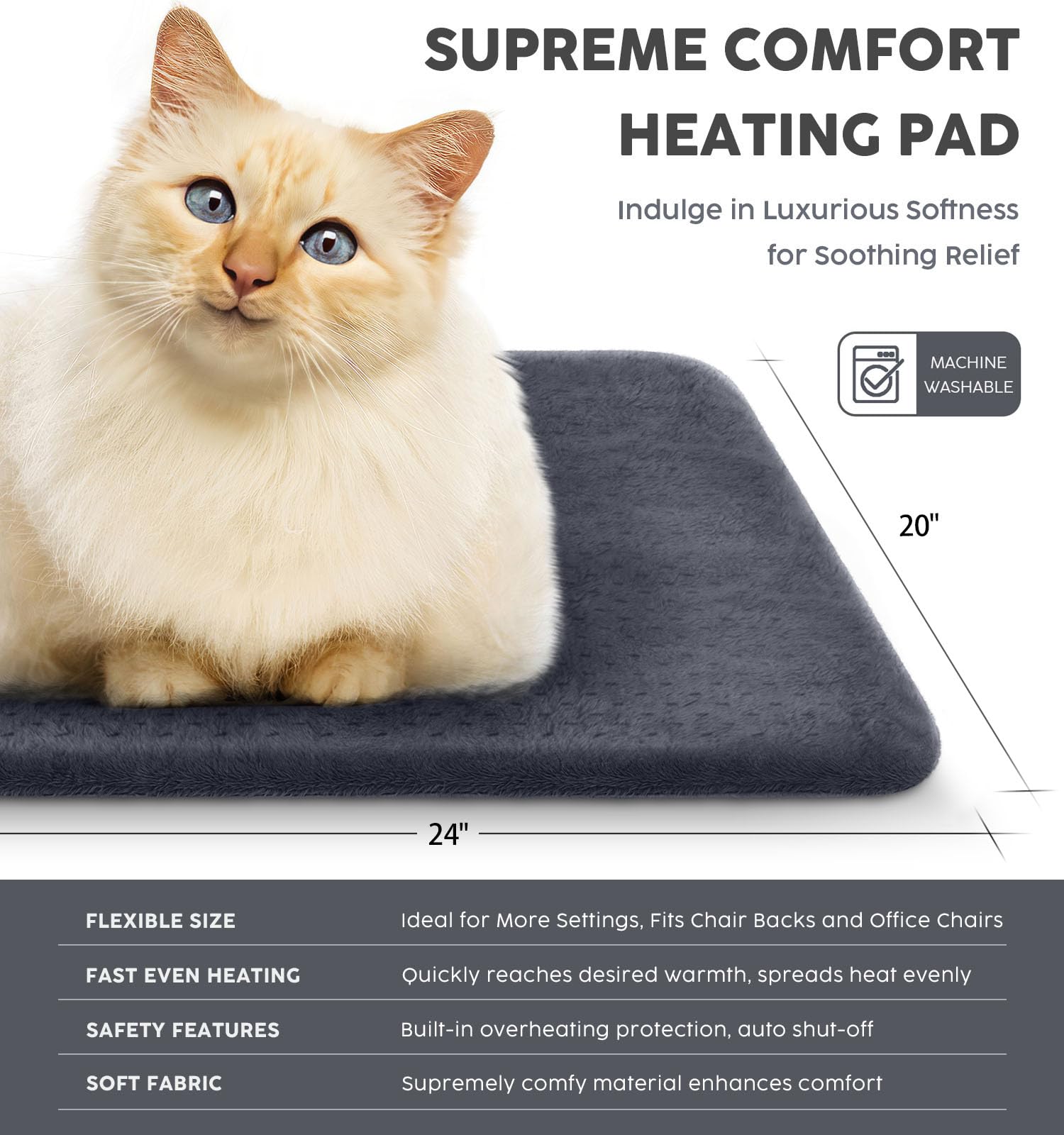 Fathers Day Dad Gifts from Daughter, Heating Pad for Back Pain & Cramps - Ultimate Pain Relief & Versatile Gift for Women, Men - Ideal for Christmas, Soft Machine Wash Fabric, King Size 12"x24"