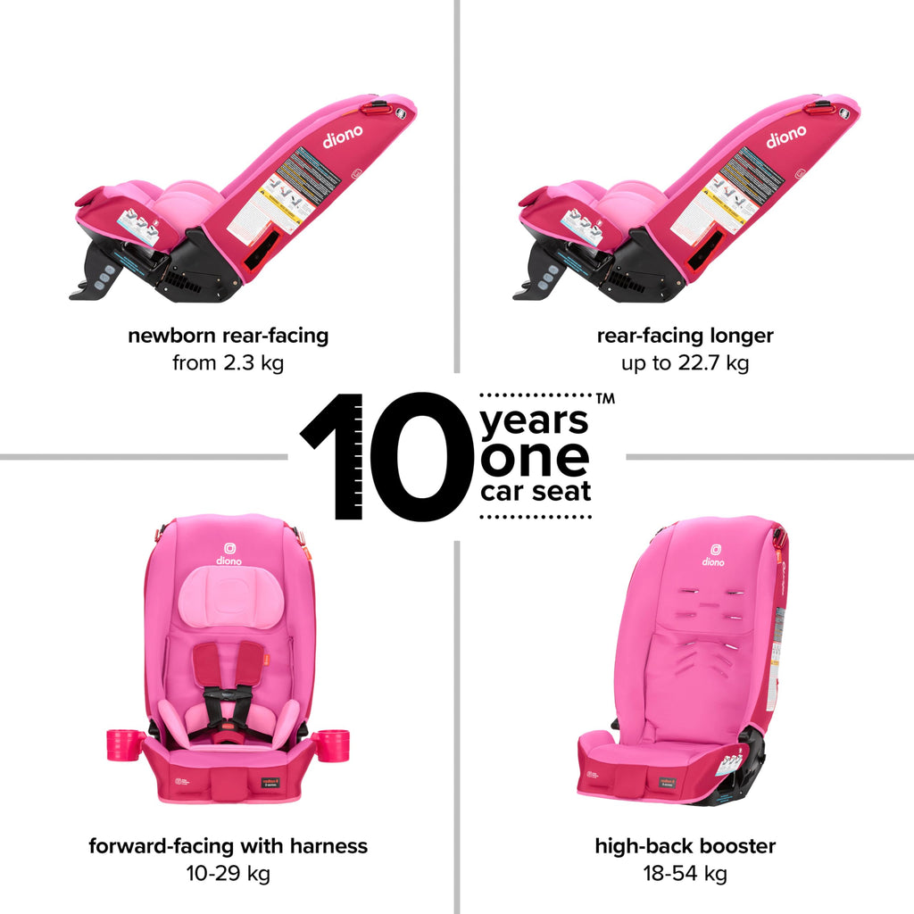 Diono Radian 3R, 3-in-1 Convertible Car Seat, Rear Facing & Forward Facing, 10 Years 1 Car Seat, Slim Fit 3 Across, Jet Black
