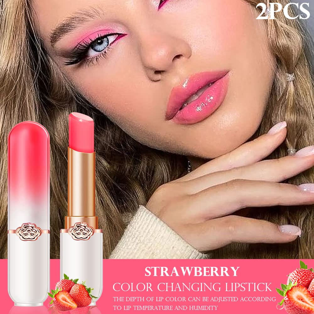 evpct 2Pcs Blueberry Tinted Lip Balms PH Lip Color Changing Lipstick Balm Stain Gift Set Queen for Women Girls Korean Mood Long Lasting Color Change Light Pink Lipstick Lip Tint Plumper Gloss