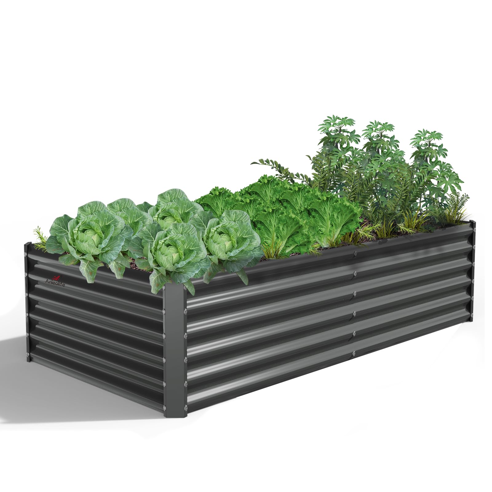 A ANLEOLIFE 2-Pack 3ft x 24” Tall Galvanized Raised Garden Beds Outdoor, Round Metal Planter Box for Planting Vegetables Flowers Herb, Anti-Rust & Easy-Setup, Quartz Grey