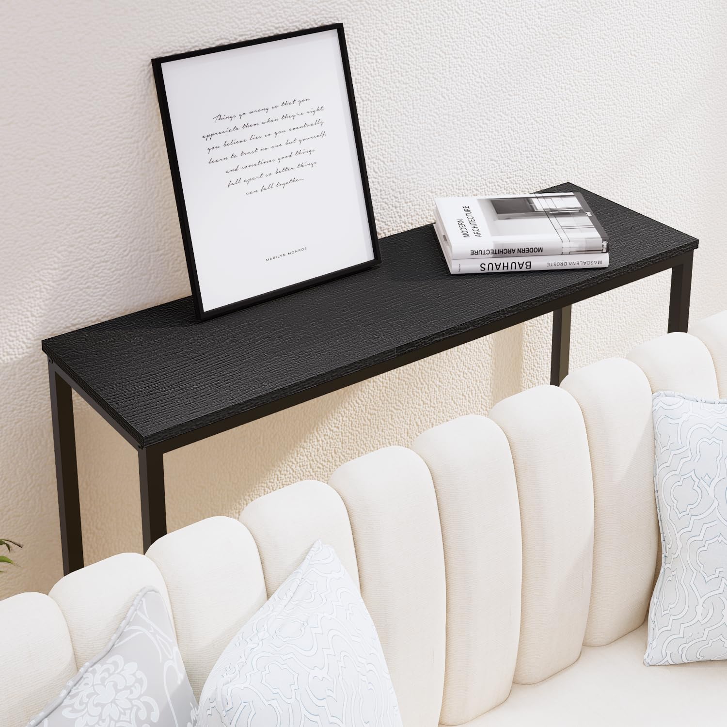 Timberer 39.4” Console Table, Hallway Entrance Table Sofa Table Behind Couch, for Living Room, Entryway, Easy Assembly, Accent Table, Black