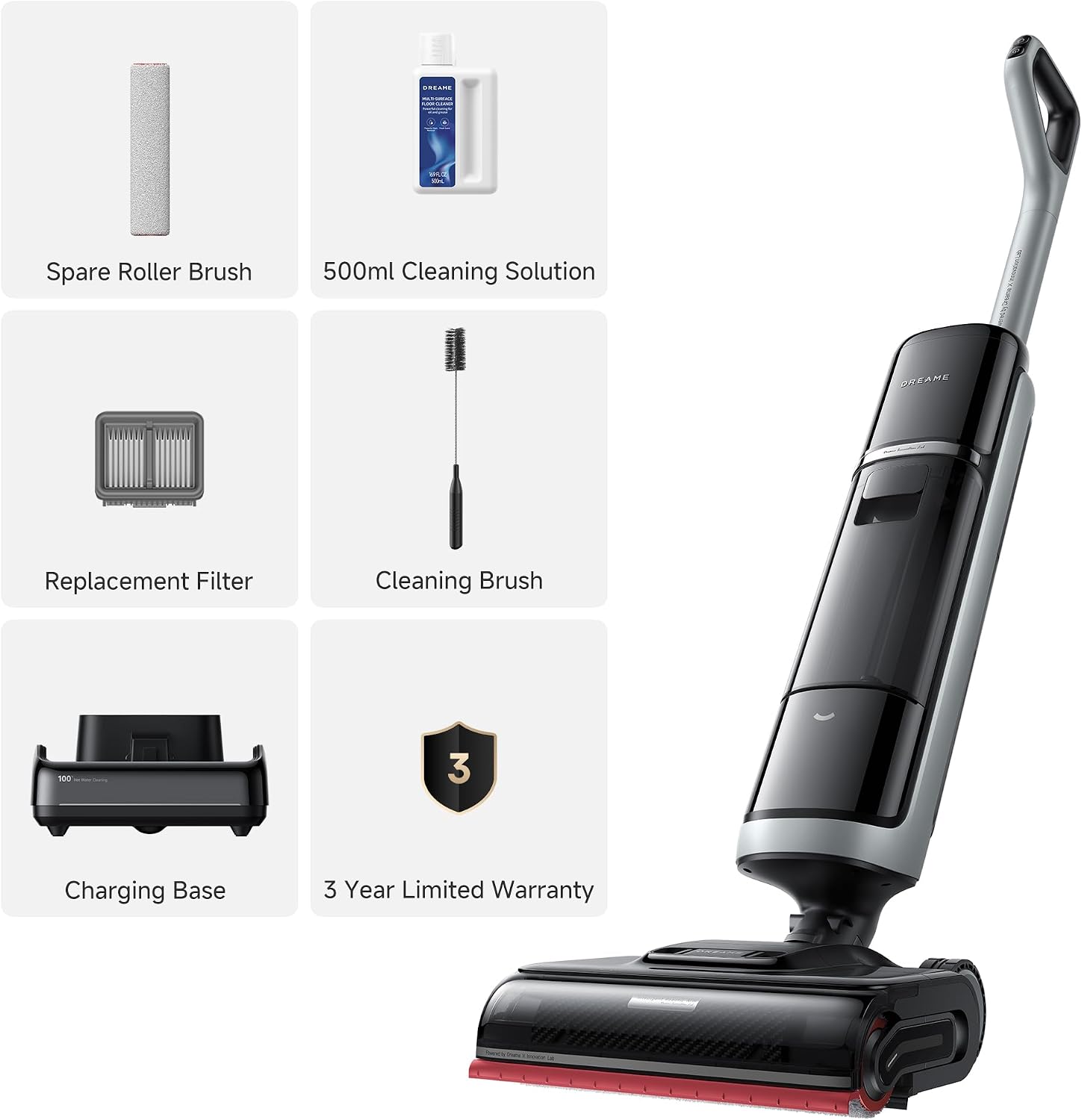 DREAME H15 Pro Heat Wet Dry Vacuum and Mop, 185°F Hot Water Floor Cleaning, 0 Hair Tangle, Cordless Floor Cleaner with AI Robotic Arm, 22KPa Suction, 180° Lie-Flat, Hot Self Cleaning, Edge to Edge