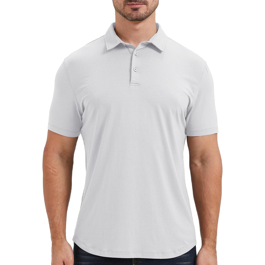 netdraw Mens Lightweight Bamboo Viscose Polo Ultra Soft Curved Hem UPF 50+ Casual Collared Golf Shirt