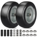 2 PCS 11x4.00-5" Lawn Mower Tires Flat Free,3/4" 5/8" 1/2" Bushing,3.4"-4"-4.5"-5" Centered Hub,Universal Fit Smooth Tread Tire for Zero Turn Lawn Mowers, with Universal Adapter Kit(Blcak Rim)