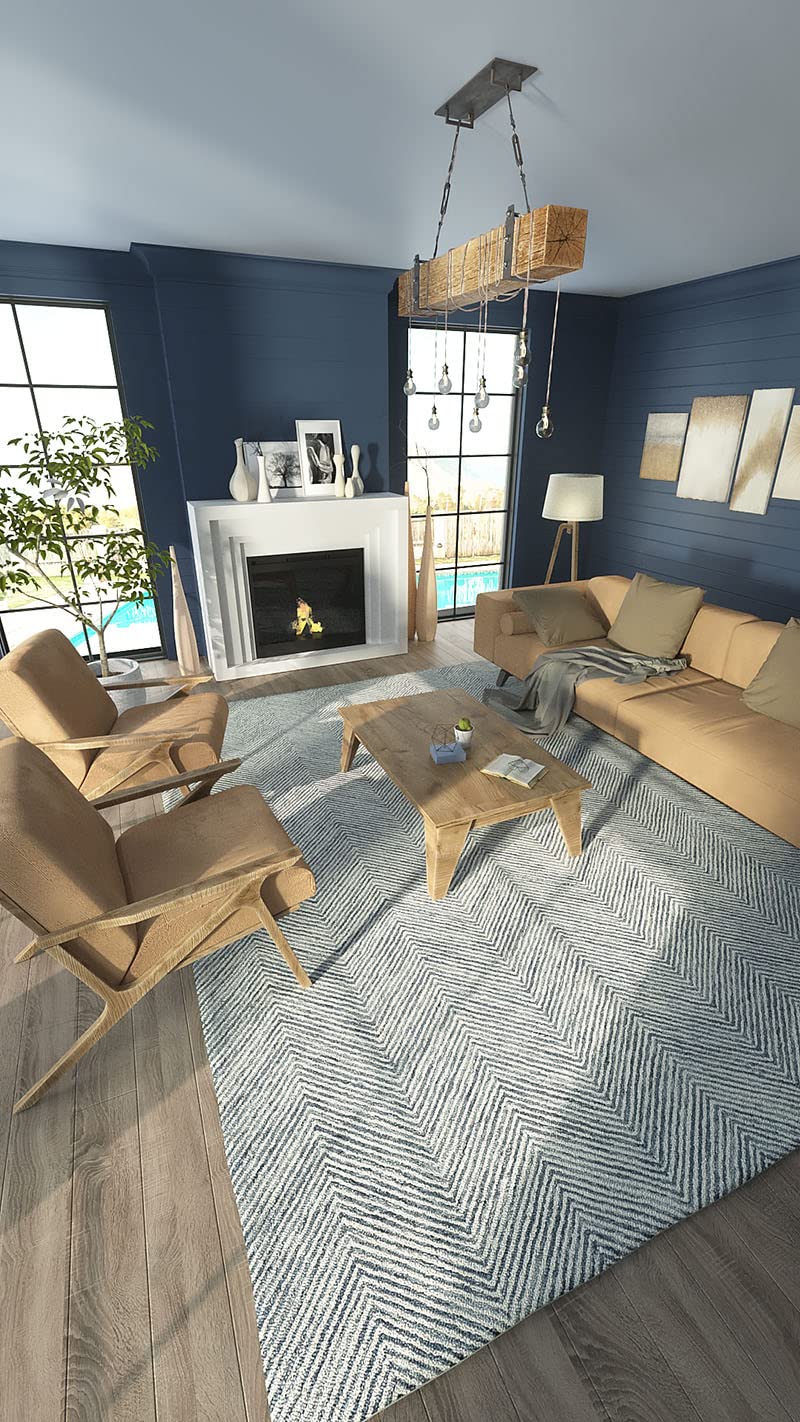 Momeni Charles Wool Hand Tufted Contemporary Indoor Area Rug, Blue, 2' X 3'