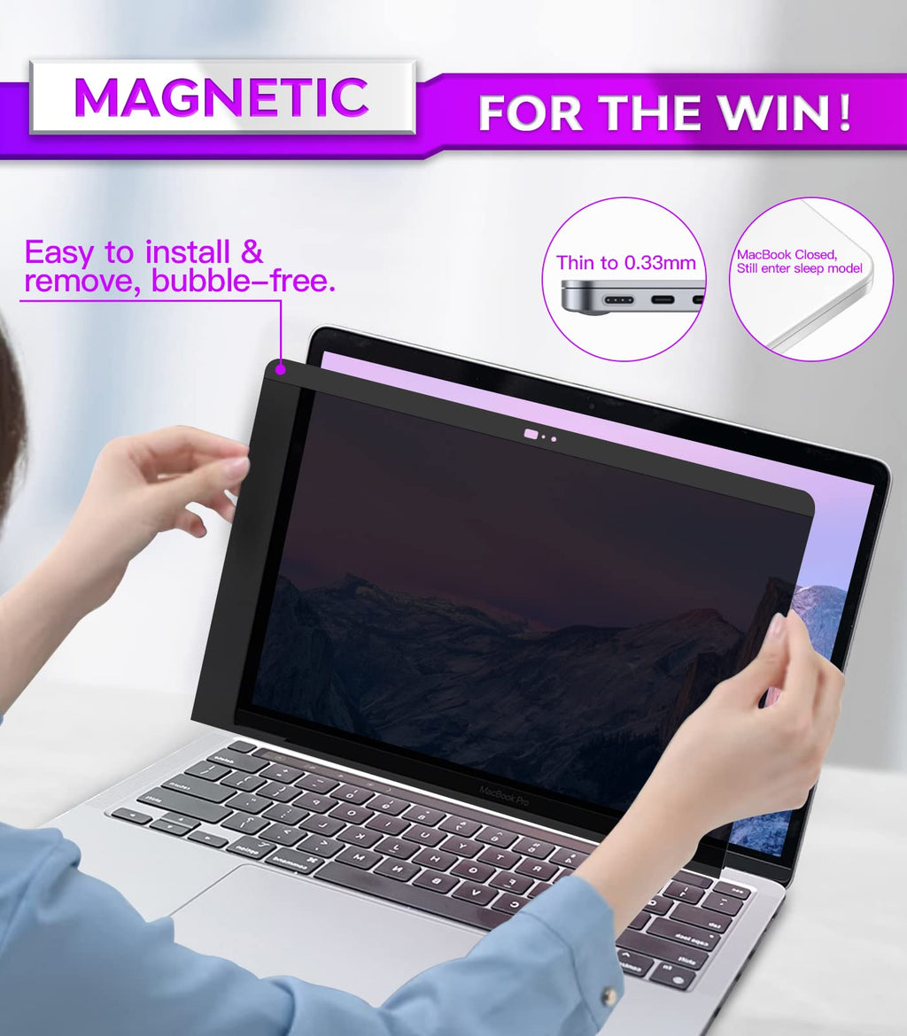 PYS MacBook Air 13.6 Inch Magnetic Privacy Screen for M2 Chip 2022 (A2681) - Removable Anti-Spy Laptop Shield