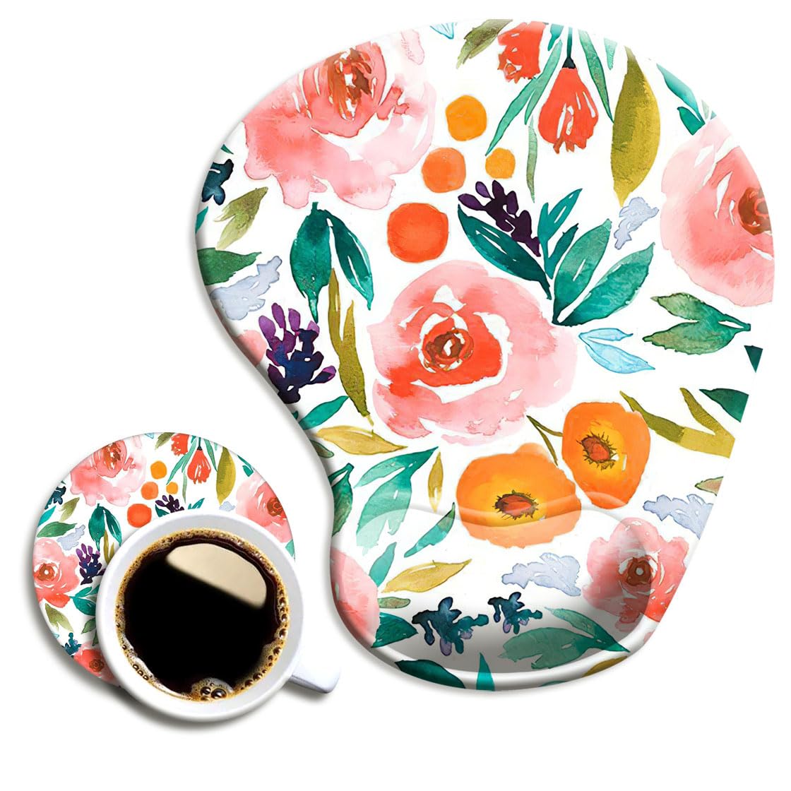 DOOKE Ergonomic Mouse Pad with Wrist Support and Coaster,Mouse Pads with Non-Slip PU Base for Home Office Working Studying Easy Typing & Pain Relief Aesthetic Art