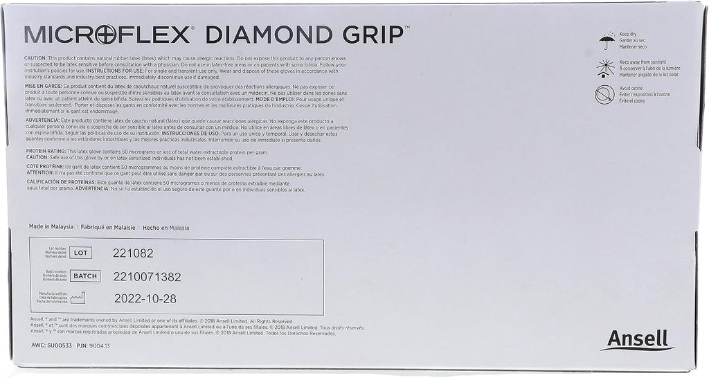 Ansell MICROFLEX Diamond Grip MF-300 Exam Standard Gloves - Size L, Natural (Bundle of 200)