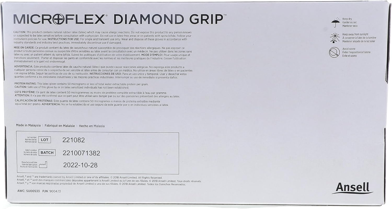Ansell MICROFLEX Diamond Grip MF-300 Exam Standard Gloves - Size L, Natural (Bundle of 200)