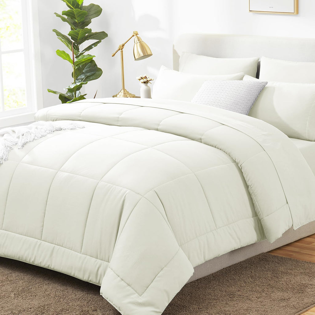 CozyLux Twin XL Comforter Set Baby Blue, 5 Pieces Twin Extra Long Bed in a Bag for College Dorm, All Season Bedding Set with Stitch Quilted Comforter, Flat Sheet, Fitted Sheet, Pillowcases