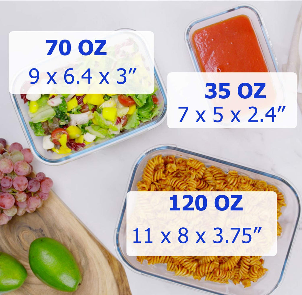 AGTRADE X-LARGE Glass Food Storage Containers with Lids Baking Dish Set Glass Storage Containers with Locking Lid Set 3-120 oz/70 oz/35 oz - Large Meal Prep Storing Serving Food Leakproof Ovensafe