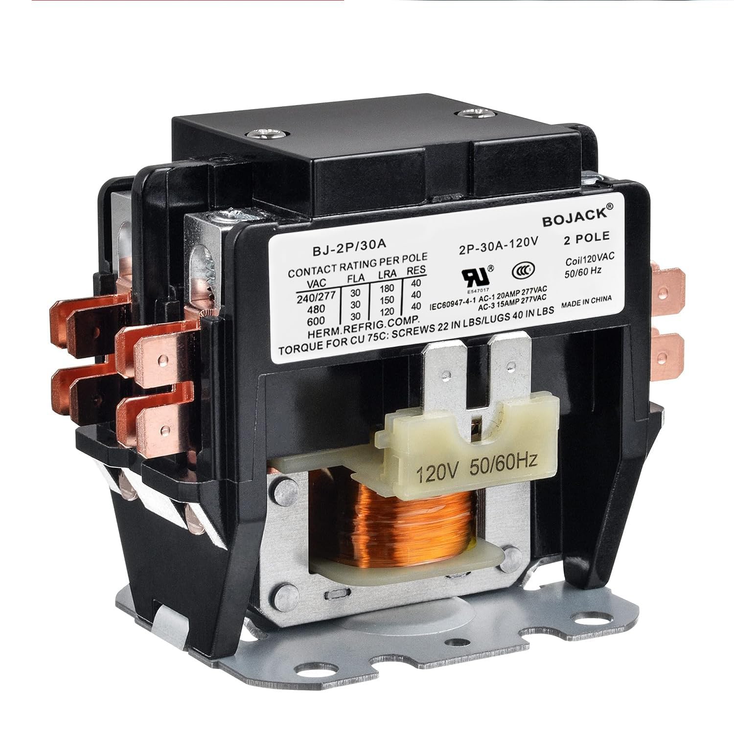 BOJACK 2 Poles FLA 30 Amp Coil 24 VAC Air Conditioner Condenser Compressor Contactor Motor Definite Purpose AC Contactor