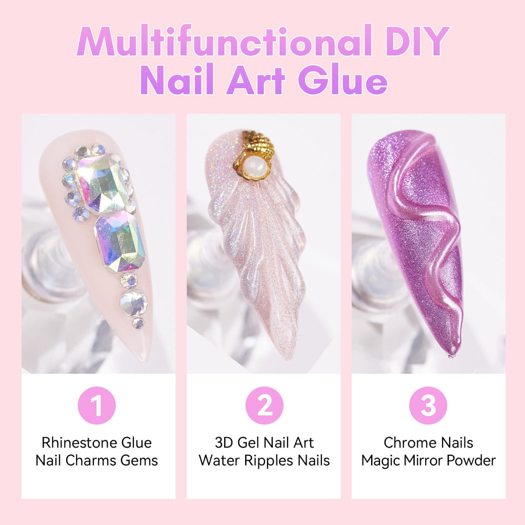 Makartt Rhinestone Glue for Nails: Super Strong Gel Nail Glue for Nail Charms Gems Decorations, 3D Gel Nail Art Bling Jewel Diamonds for Salon & DIY Manicure, 30ML UV Lamp Cured Need Beauty Gifts