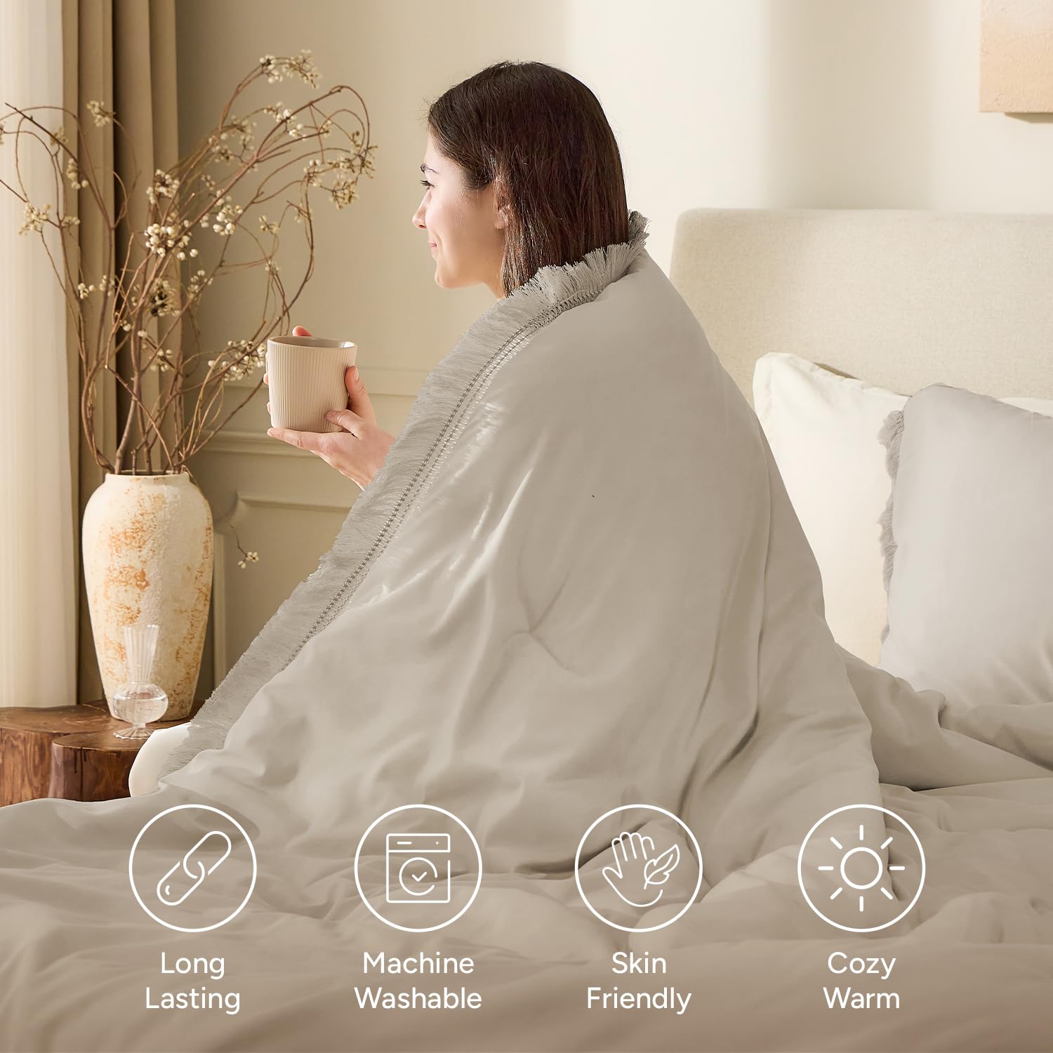Andency Comforter Full Size Set Burnt Orange, 3 Pieces Boho Terracotta Winter Lightweight Bedding Comforter Sets, All Season Rust Tassel Bed Set (79x90In Comforter & 2 Pillowcases)