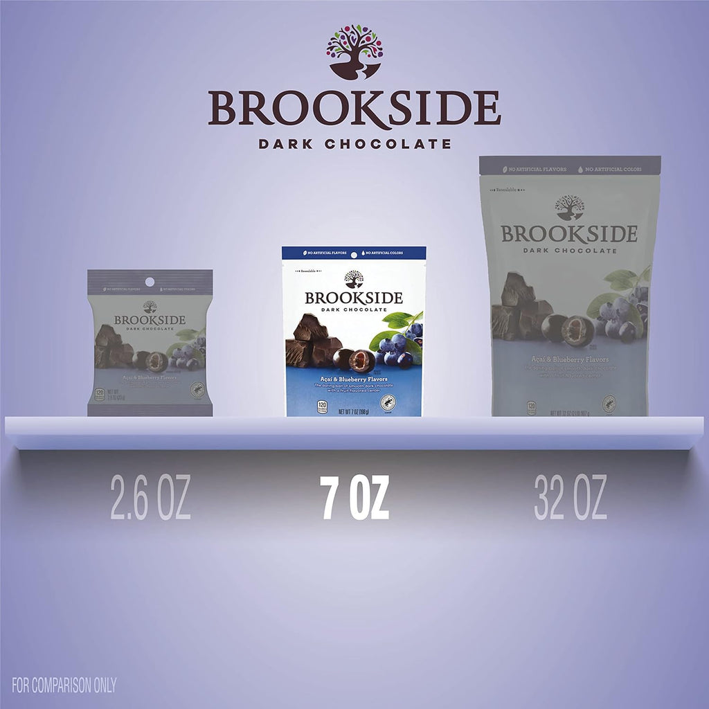Brookside, Dark Chocolate, Acai and Blueberry Flavored Snacking Chocolate Bag, 7 Ounce