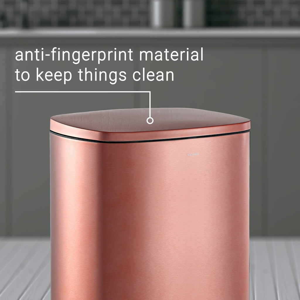 happimess HPM1006B Connor Rectangular 13-Gallon Trash Can with Soft-Close Lid and Free Mini Trash Can, Fingerprint Resistant, Modern, Minimalistic for Home, Kitchen, Office, Bathroom, Black