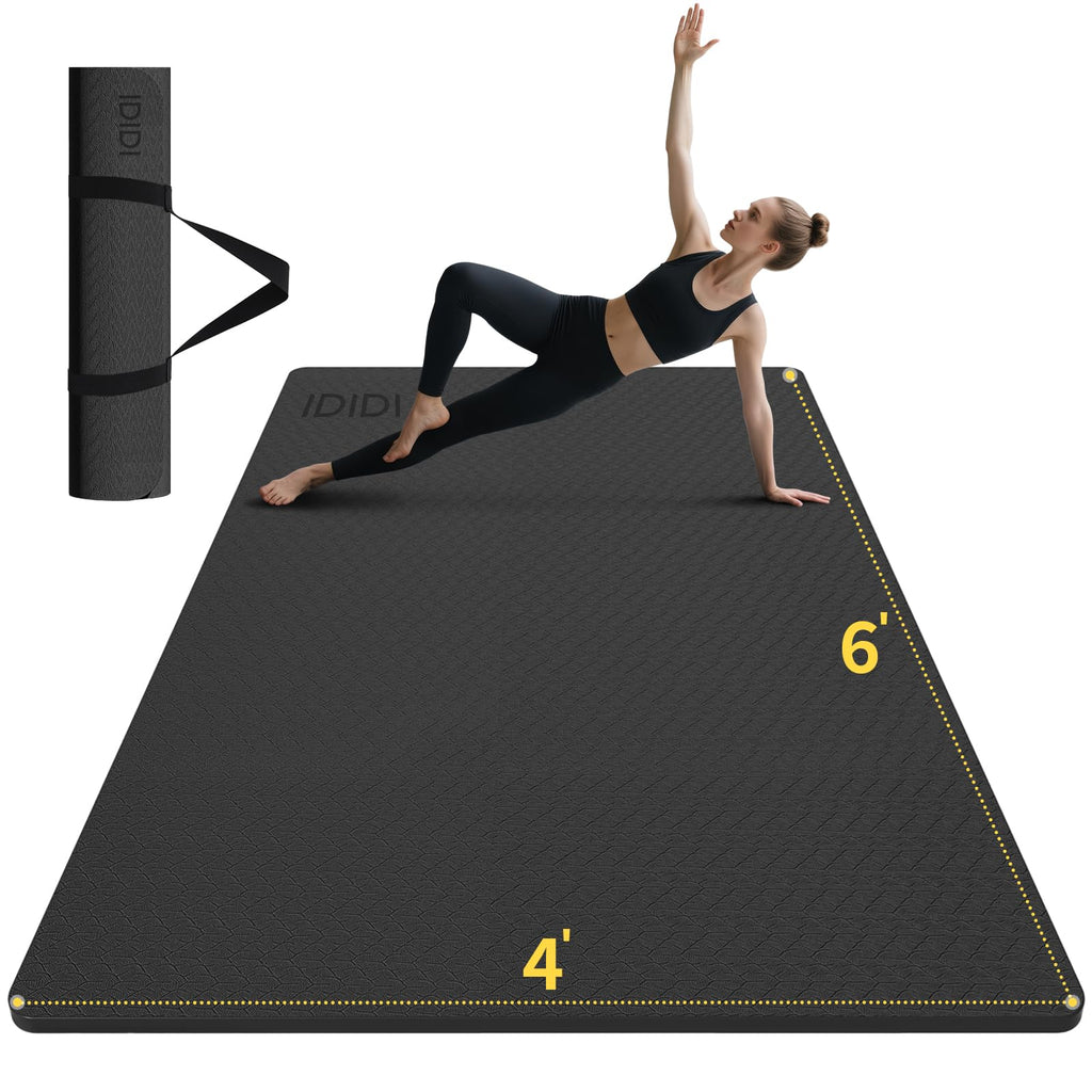 Large Yoga Mat (6'x 4')-POE 0.28''/0.32''/0.4'' Thick Fitness Mat, Eco-Friendly Exercise Mat for Home Workouts, Ideal for Yoga and Pilates