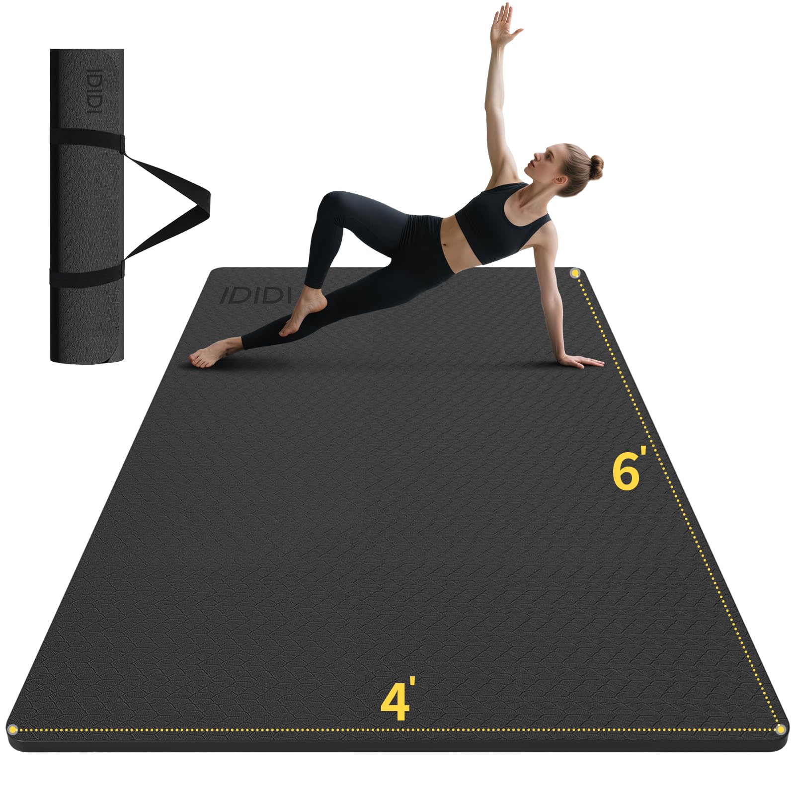 Large Yoga Mat (6'x 4')-POE 0.28''/0.32''/0.4'' Thick Fitness Mat, Eco-Friendly Exercise Mat for Home Workouts, Ideal for Yoga and Pilates