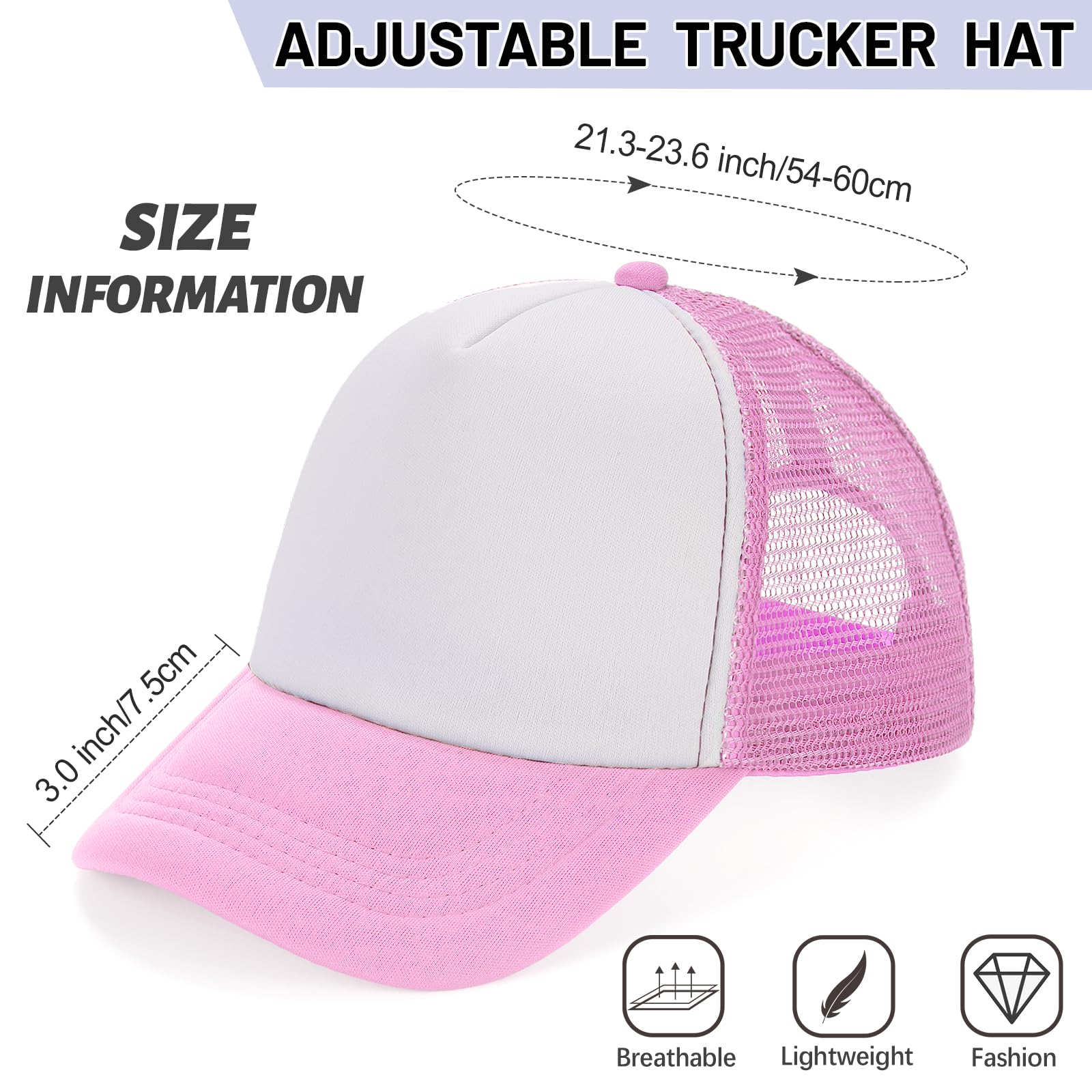Ultrafun 10 Pack Trucker Hat Mesh Sublimation Blank Hats Adjustable Baseball Caps Hats for Men Women