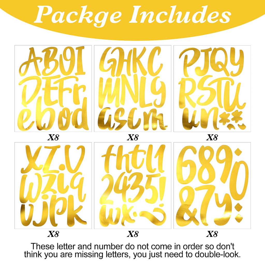 Outus 576 Pieces 8 Sheets Letters Stickers Self Adhesive Vinyl Letter for Graduation Cap Alphabet Number Stickers Mailbox Numbers Sticker, Decals for Classroom Decor Sign Door(Black,1 Inch)