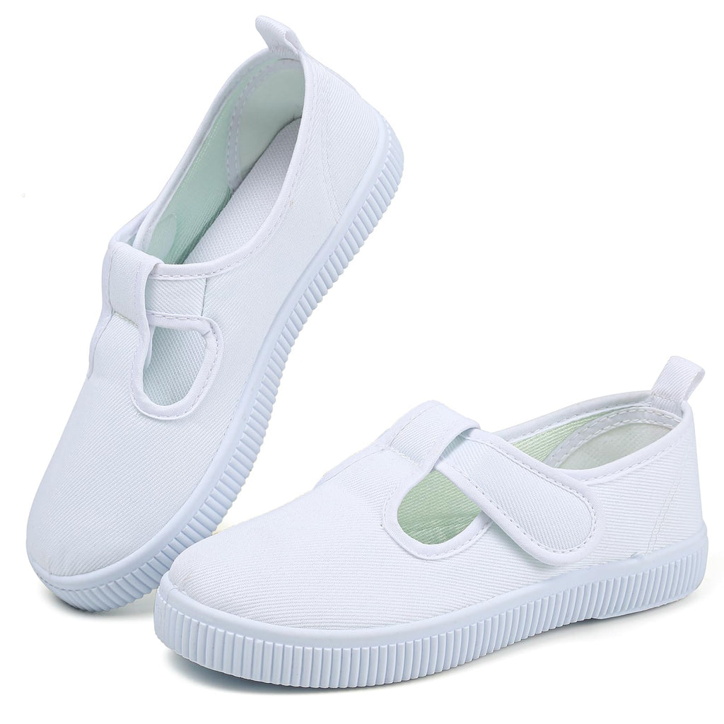 Boy's Girl's Kids White Canvas Shoes for Kids Slip-On Lightweight Sneakers Casual Skin-Friendly Walking Running Shoes(Toddler/Little Kids/Big Kids)