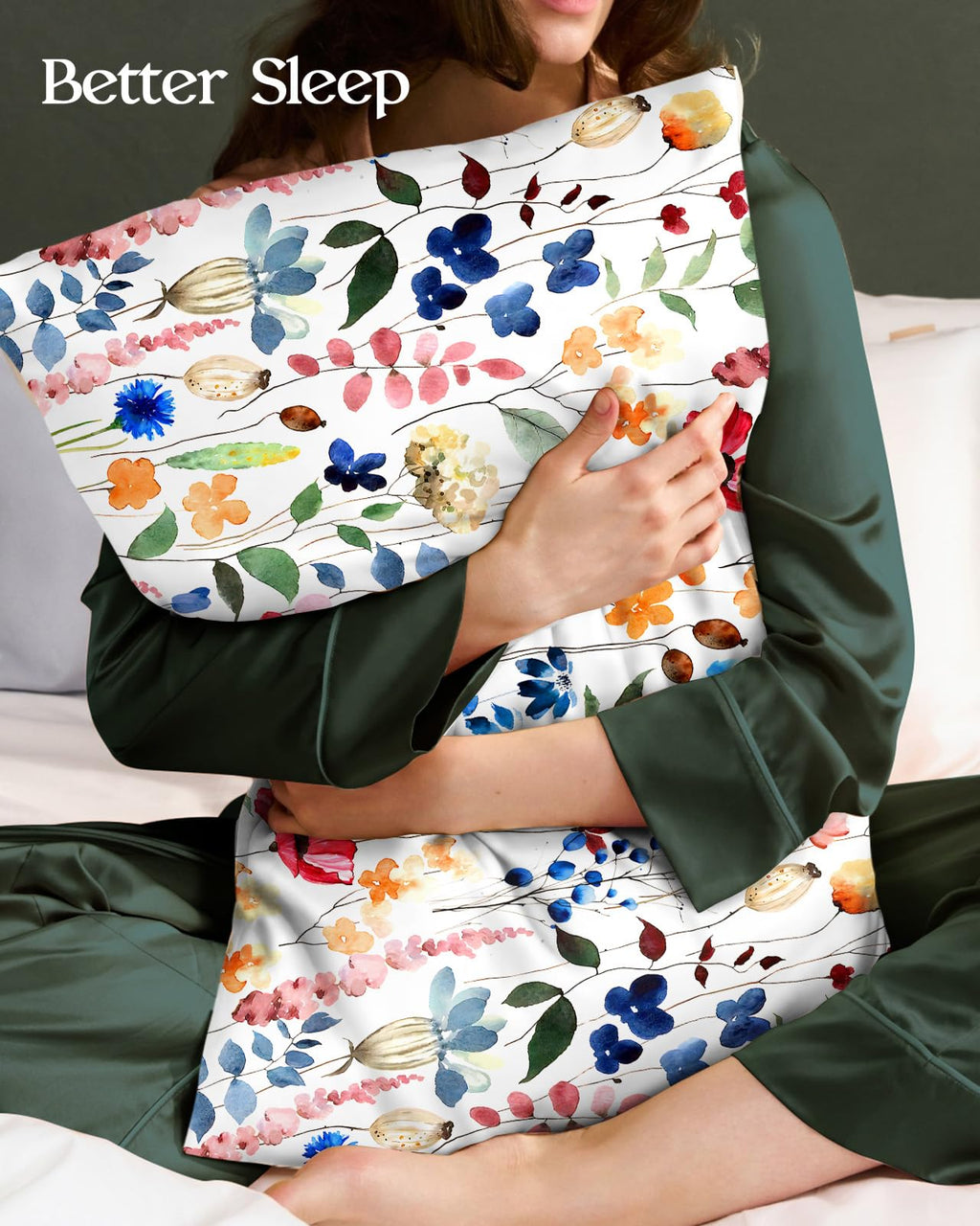 Miss Adola 2 Pack Mulberry Silk Pillowcase for Hair and Skin - Standard Size 20 x 26 Inches with Hidden Zipper Beige Flower 19 Momme Soft Sleeping Silk Pillow Case for Women, Moms