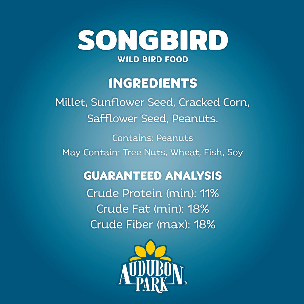Audubon Park Songbird Blend Wild Bird Food, Bird Food for Outside Feeders, 14-Pound Bag | Year-round outdoor bird food for outside feeders