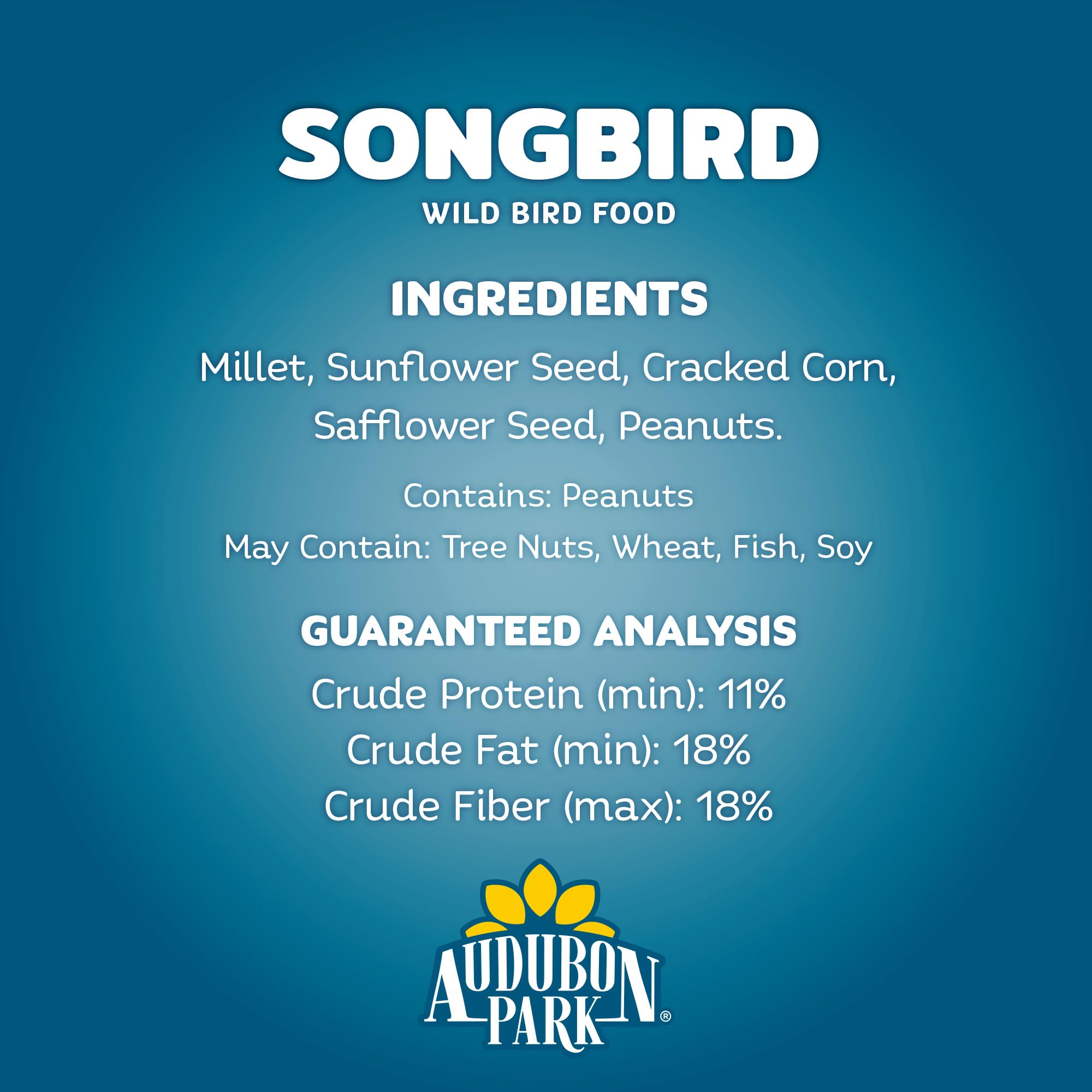 Audubon Park Songbird Blend Wild Bird Food, Bird Food for Outside Feeders, 14-Pound Bag | Year-round outdoor bird food for outside feeders