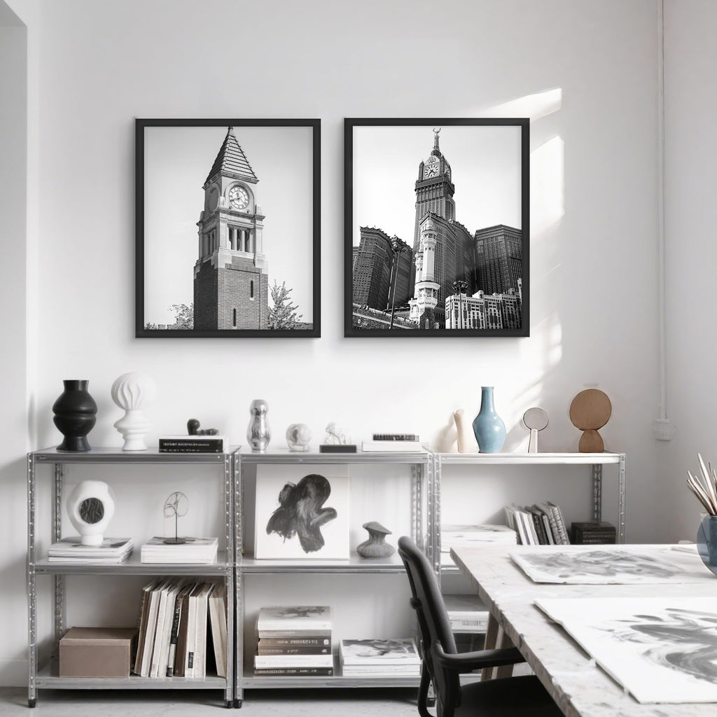 16x24 Black Frame 2 Pack, Engineered Wood for 24 x 16 in Poster | Horizontal or Vertical Wall Mounting, 24x16 Poster Frames for Gallery, Office, and Home Decor