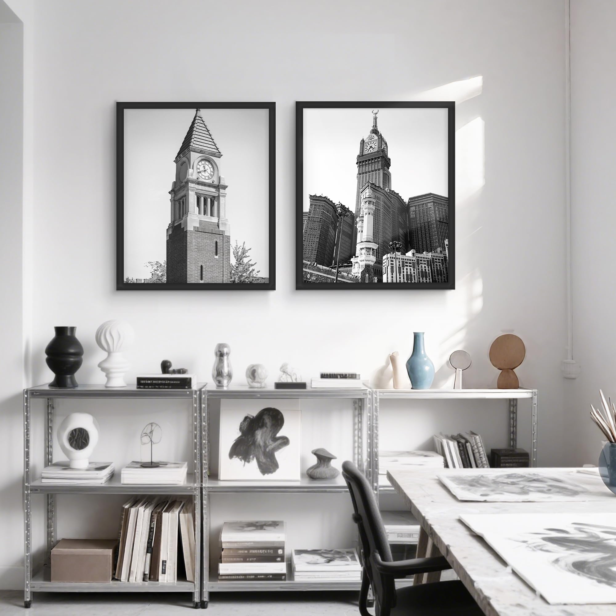 16x24 Black Frame 2 Pack, Engineered Wood for 24 x 16 in Poster | Horizontal or Vertical Wall Mounting, 24x16 Poster Frames for Gallery, Office, and Home Decor