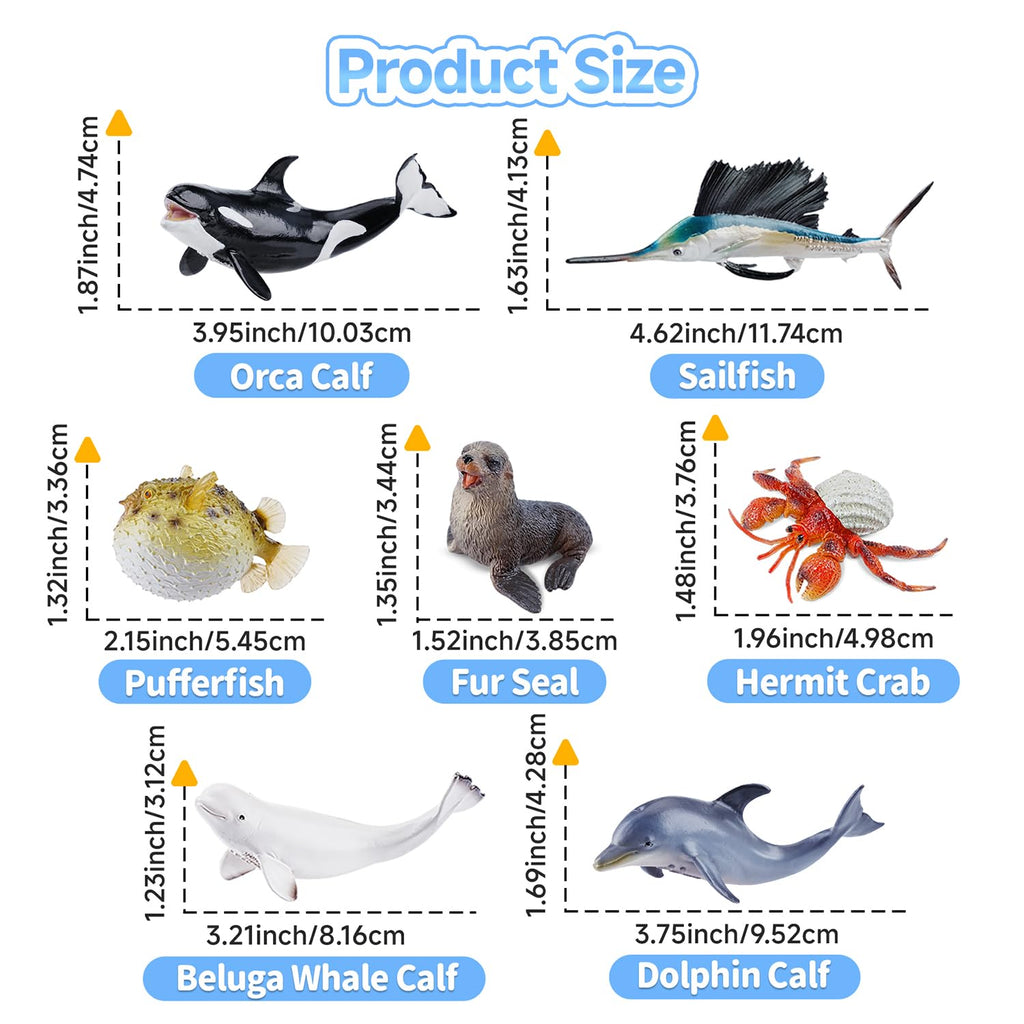 Toymany 10PCS 5-6" L Realistic Shark Bath Toy Figurines, Plastic Ocean Sea Animals Figures Set Includes Great White Shark Cake Toppers Christmas Birthday Gift for Kids Toddlers