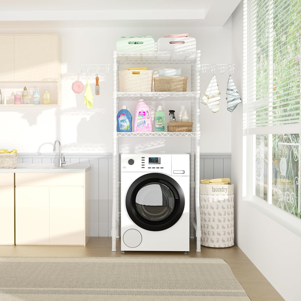 Ulif U8 Medium Laundry Room Storage Organizer, Over the Washer and Dryer Storage Shelves for Laundry Organization, 32.3”W x 17.3”D x 76.2”H, Suit Washing Machine Width within 29.9”, Hold 304 lb, Black