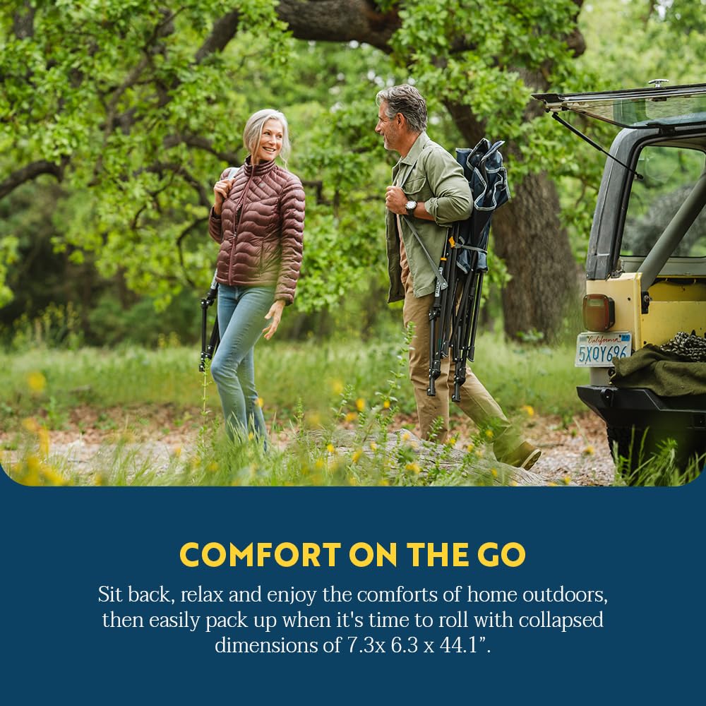 GCI Outdoor Comfort Pro Rocker Camping Chair | Portable Folding Rocking Chair with Durable Armrests & Drink Holder — Blush