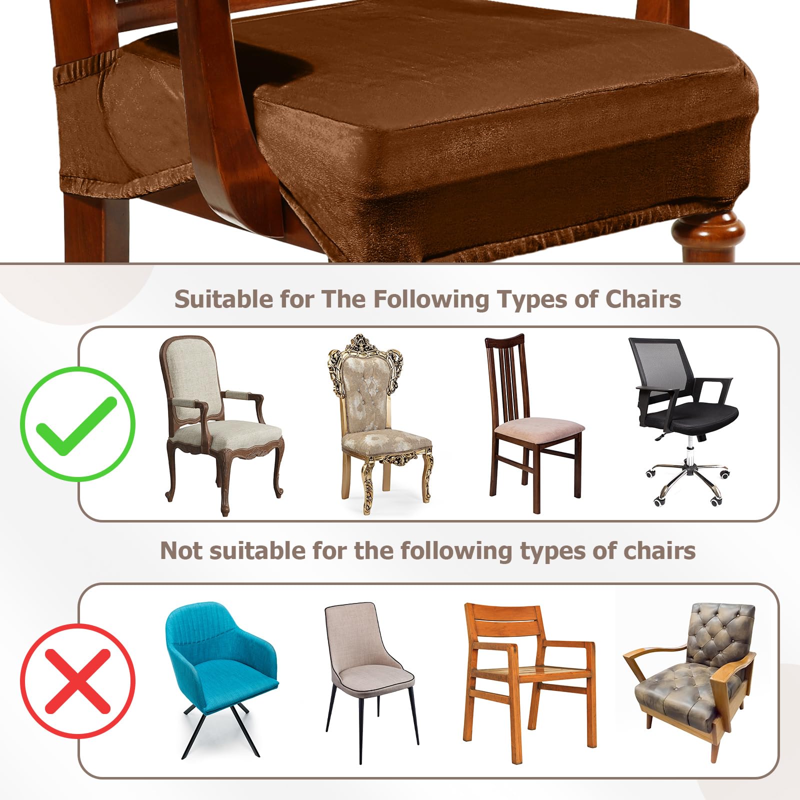 Havawish Large Dining Room Chair Seat Covers with Armrest Dining Chair Slip Covers Protectors(1 Pcs,Beige White)