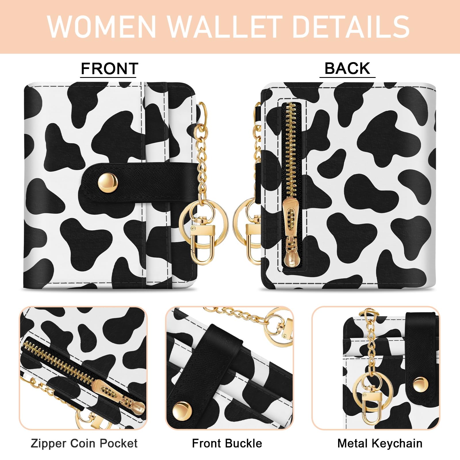 Jogjam Small Ladies Wallet, Rfid Slim Thin Compact Credit Card Women Wallet, PU Leather Bifold Cash Wallet, Zipper Coin Pocket & ID Window, Female Gifts Beige and Brown