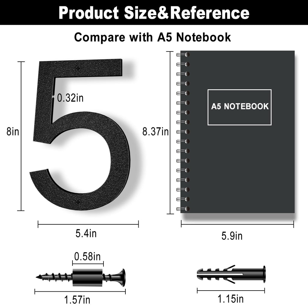 8 Inch Black Floating Arrow Signs, Modern Outdoor Plastic Directional Signs for Wall Yard Street