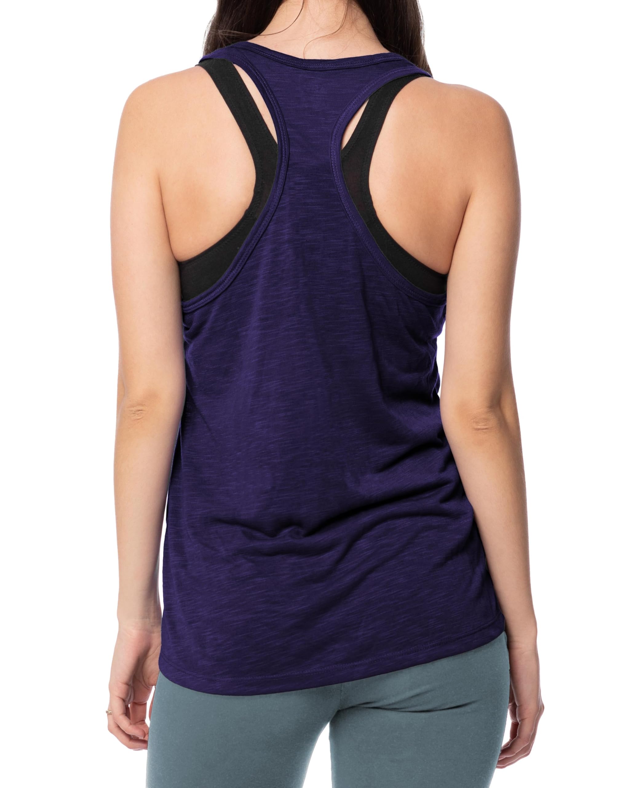 Sexy Basics Women's Everyday Flowy Burnout Slub Racer Back Tanks | Active Workout Tops | Multi Packs & Colors