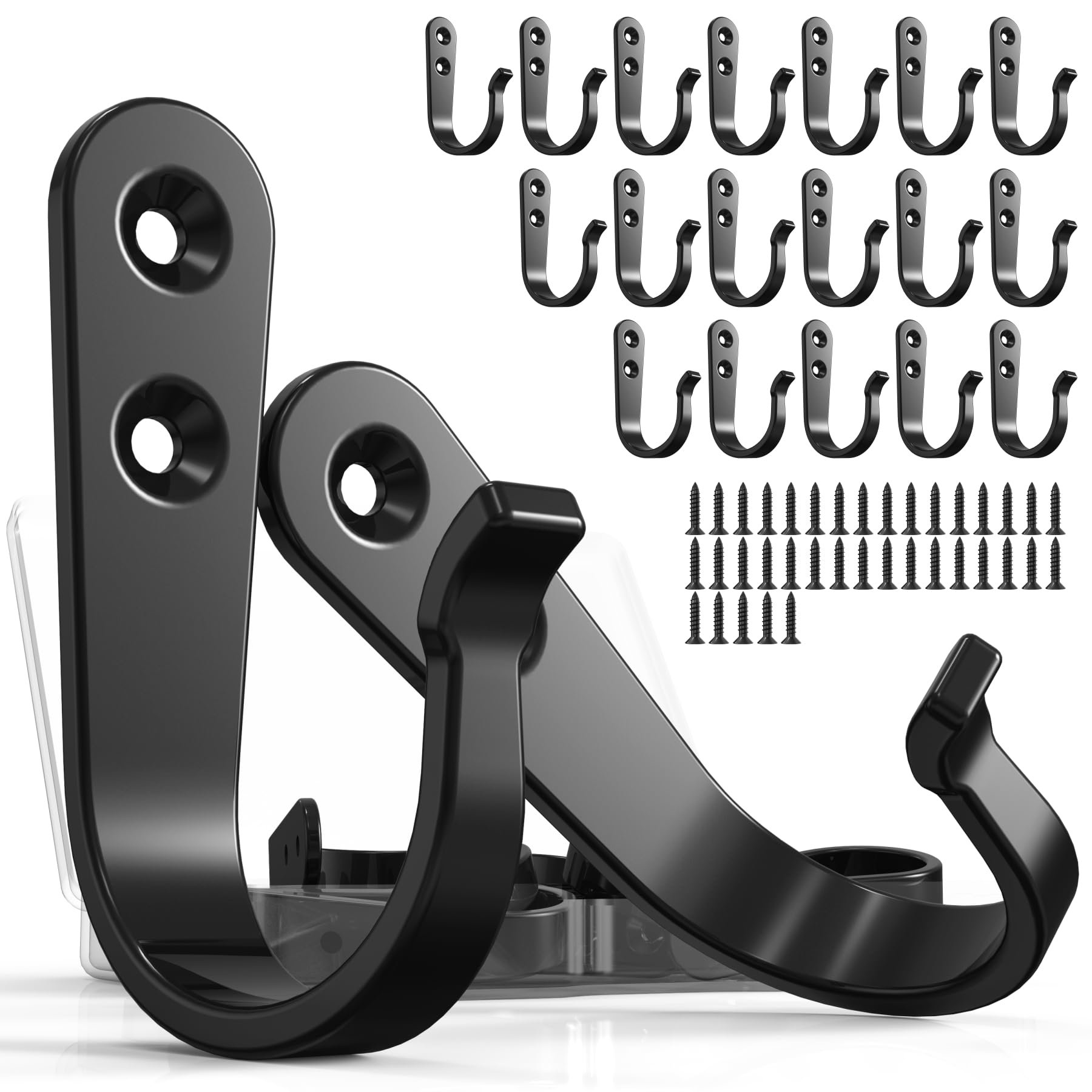 BREYDROK 20PCS Heavy Duty Metal Coat Hooks for Wall, Single Prong Hanging Hooks with 40 Screws for Towels, Backpacks, Hats & Dog Leashes