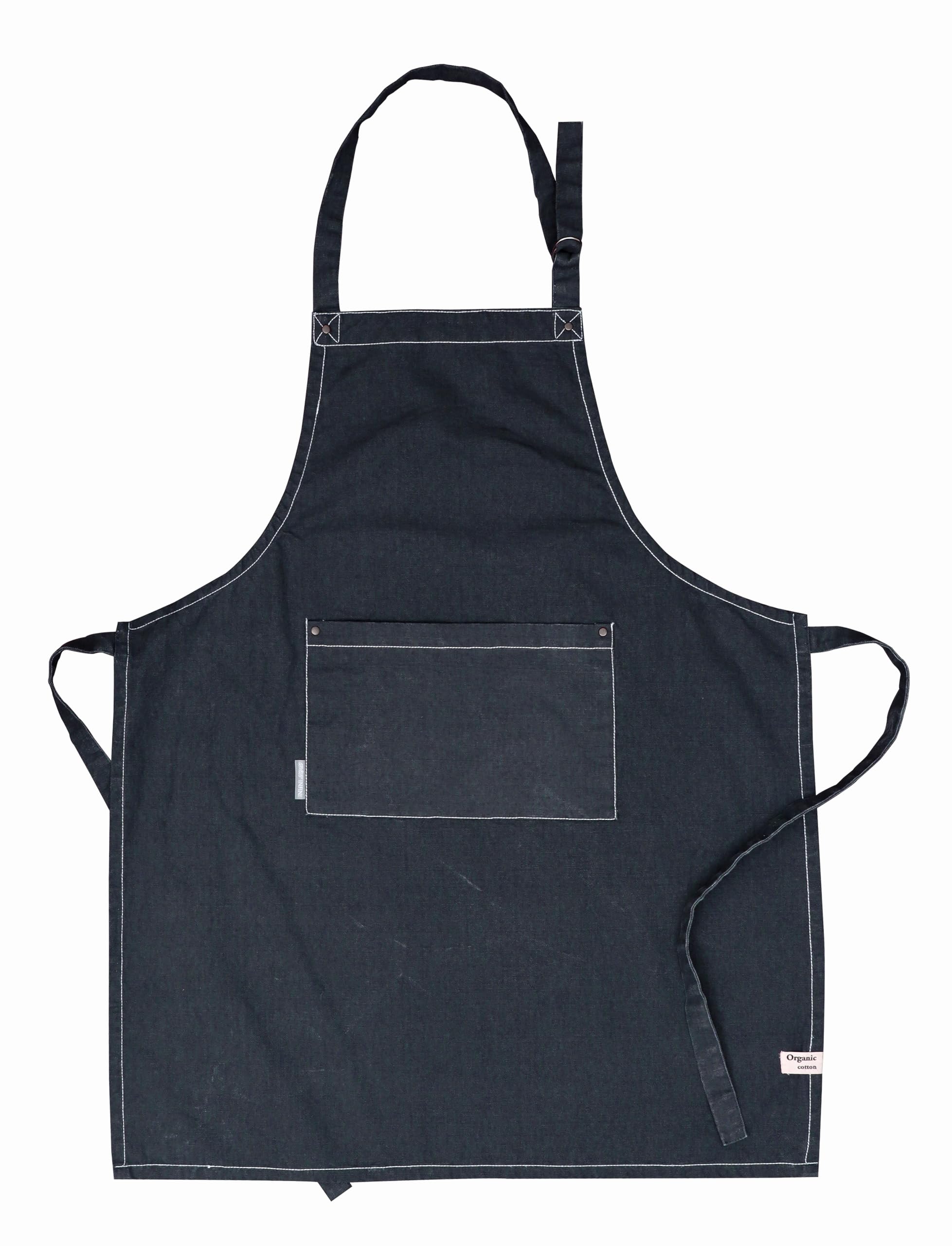AMOUR INFINI Cotton Aprons for Women with Pocket, Adjustable Strap & Waist Ties - Washable Aprons for Baking, Cooking, Gardening (27.5 x 33 Inches - Blooming Floral)