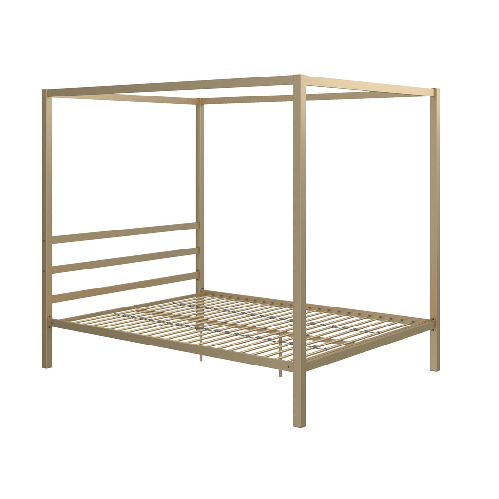 DHP King Metal Canopy Bed, Modern Design with Built-In Headboard, Sturdy Frame, No Box Spring Needed, Gunmetal Gray