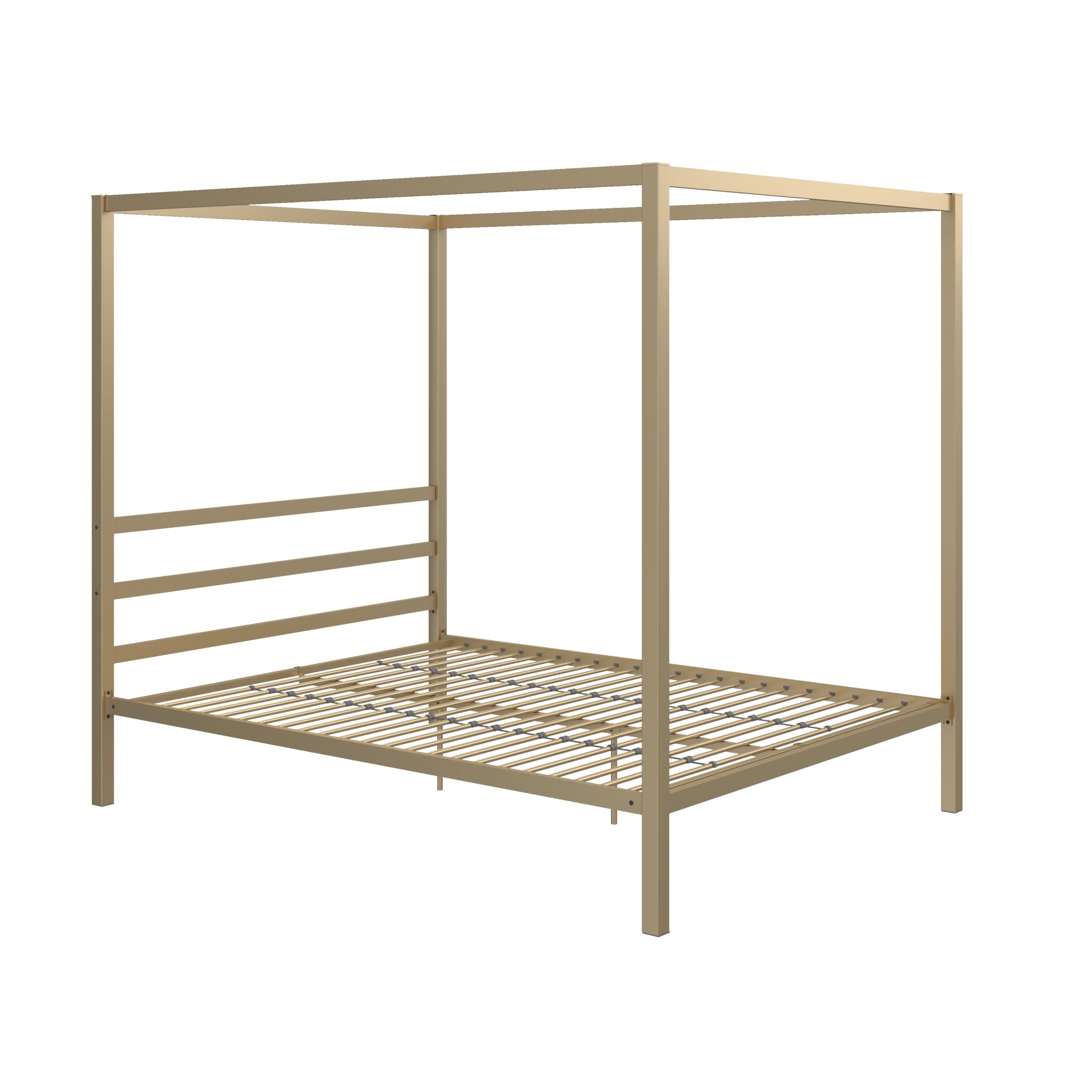 DHP King Metal Canopy Bed, Modern Design with Built-In Headboard, Sturdy Frame, No Box Spring Needed, Gunmetal Gray