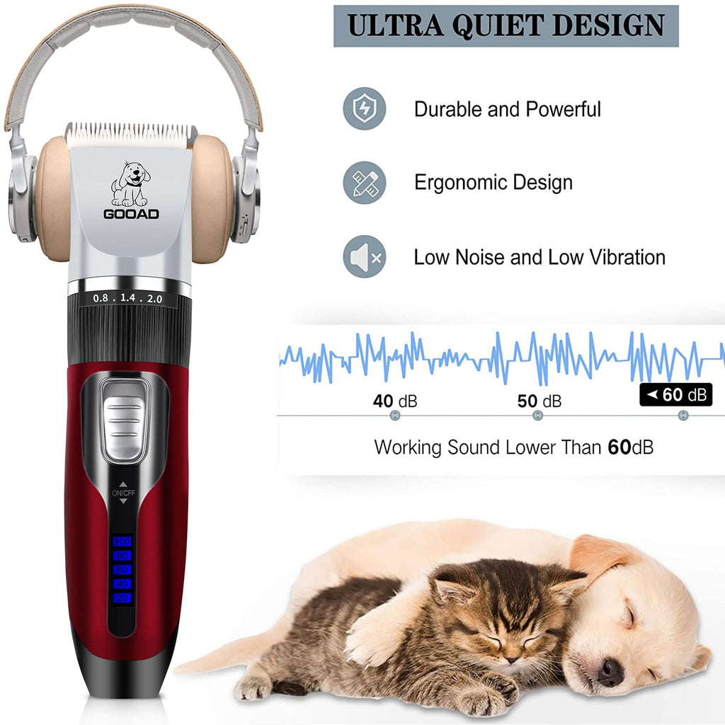 Dog Clippers Grooming Kit and Paw Trimmer,Cordless,Low Noise, Electric Quiet,Rechargeable, Dog Trimmer Grooming, Pet Hair Clippers for Thick Coats,Shaver for Small and Large Dogs Cats(Black)