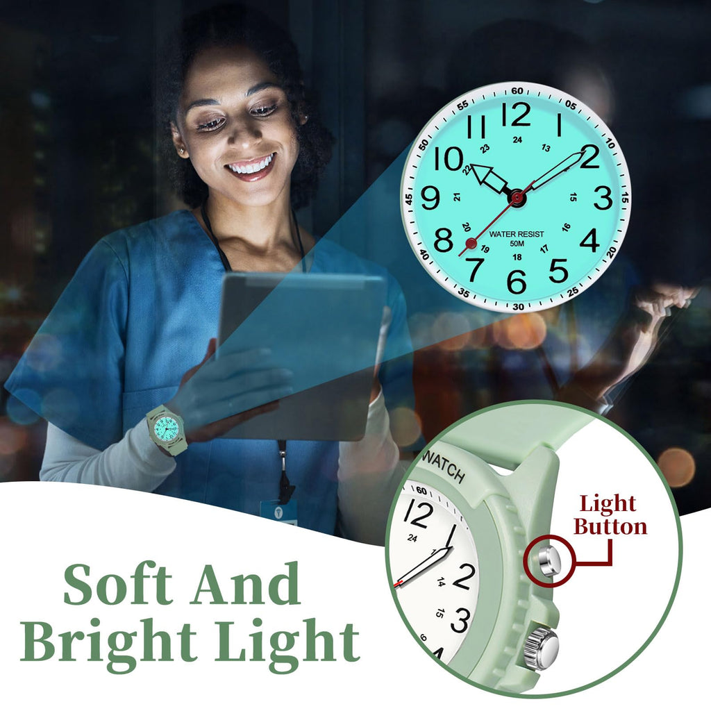 PROKING Waterproof Nurse Watch for Medical Professionals Students Women Men, Night Light, 12/24 Hour Military Time Easy to Read Dial, Second Hand Watch for Nursing Day Gifts